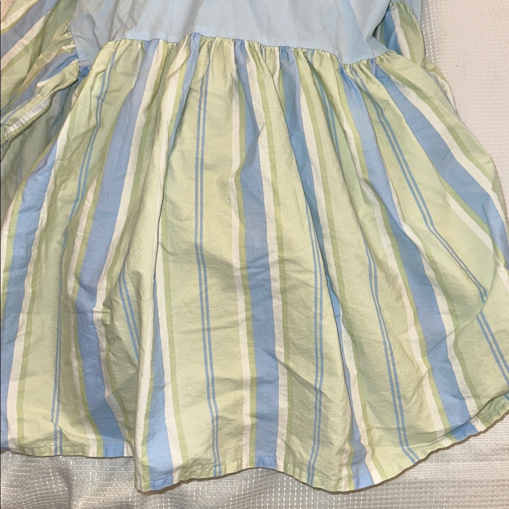 AMY COE LIMITED EDITION CRIB SKIRT CIRCUS OR ALPHABET SOUP BLUE GREEN STRIPES